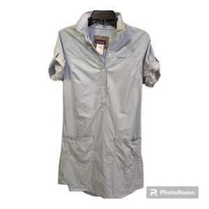 Patagonia Shirt Dress Organic Cotton/Linen Utility Blue Women's Size 8